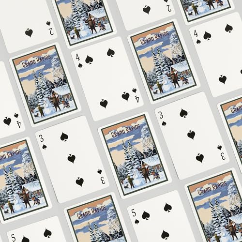 Baraja de 52 cartas tamaño póker con escena de muñeco de nieve miniatura 4