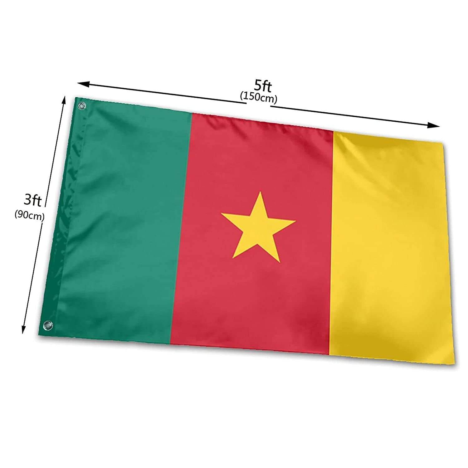 Fahne Kamerun 90 X 150 Cm – Aus Reißfestem Polyester, 100 G/m², Mit 2 Metallösen – Wetterfest & Farbecht