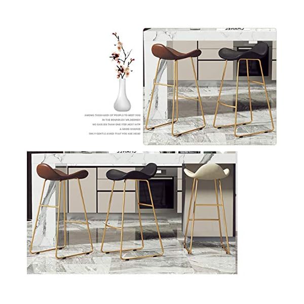 Patchwork Chairs Stools Barstools Modern Unique Designer Bar Stool Backless Pu Leather Seat With Footrest Living Room Lounge Bar Chair Coffee Counter High Chair H：75Cm Light Tan - Image 5