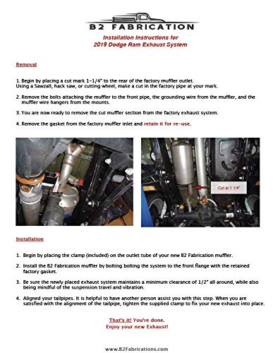 B2 Fab 2019-2023 Ram 1500 Hemi Exhaust Retrofit, Round Muffler, Stainless #TOP1