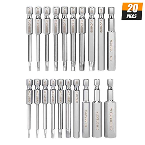 YLCVBUD 20 pcs Hex Head Allen Wrench Drill Bit Set Standard & Metric