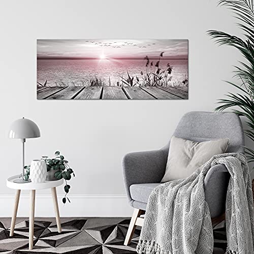 Tableau Pont au Lac rose et gris pour decorer un salon moderne