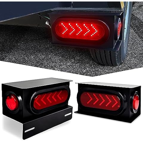 LiLoom 2Pcs Trailer Light Steel Boxes Housing Kit - Advanced Arrow-Style LED Turn Signals, Includes 6" Oval Tail Lights and 2" Round Side Lights - Perfect for Heavy Trucks, Trailers and More Cover