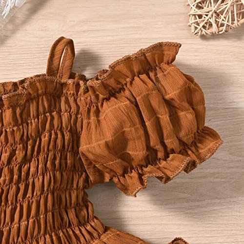 Toddler Off Shoulder Dresses 7-8 Years Party Princess Dress For Little Girls Brown #TOP6