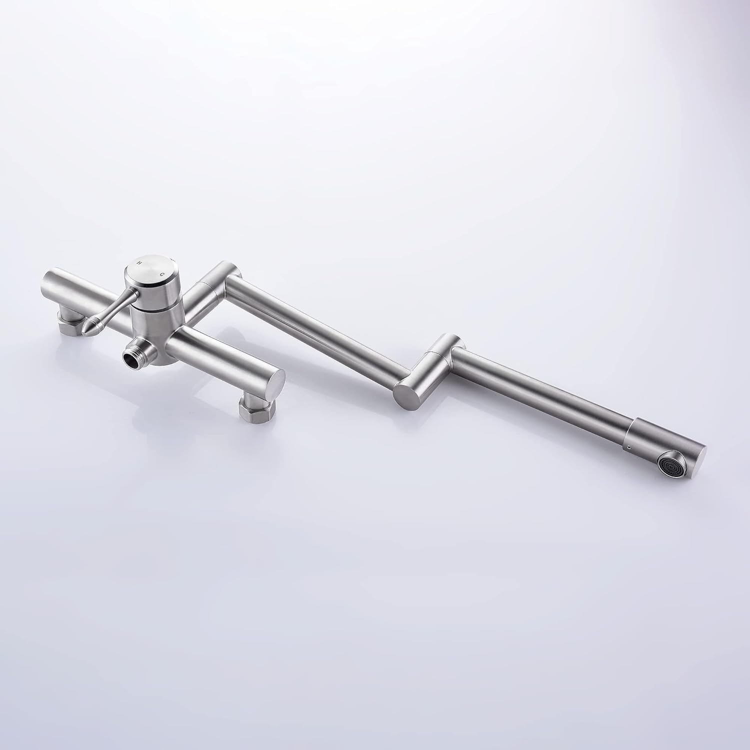 Kitchen Faucet Wall Mount, with Side Sprayer 8 Inch Center, Folding Design for Commercial Use, Stainless Steel Bar Taps