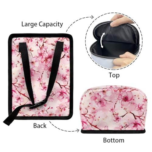 Image of KEIAHUAN Pink Cherry Blossom Car Trash Can Bin for Back Seat with Lid Cute Trash Bag Hanging Removable Storage Bag Large Capacity Car Interior Accessories