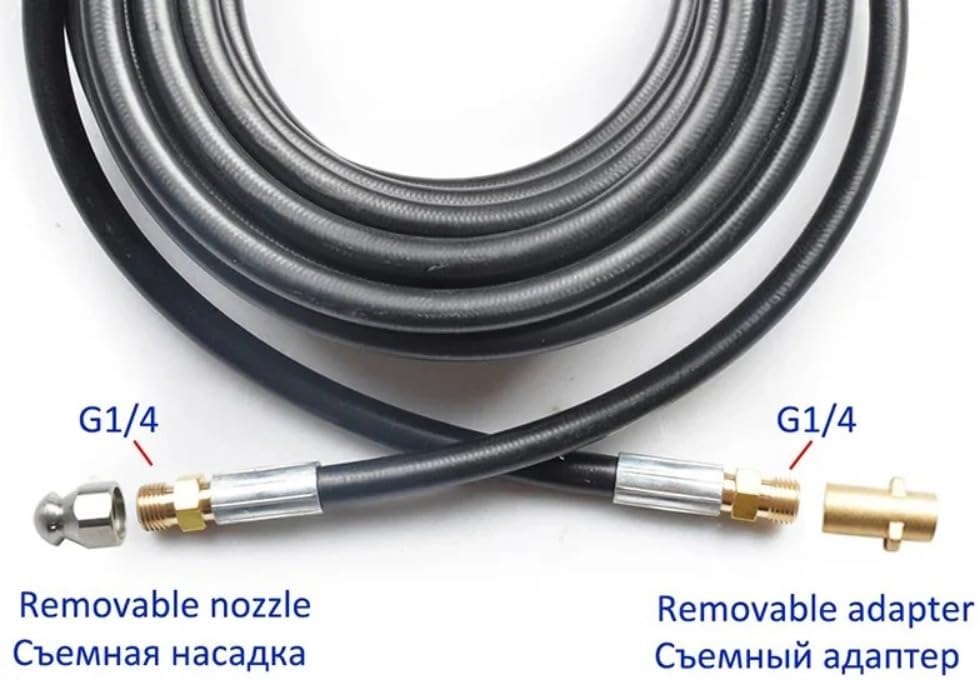 Pressure Washer Sewer Drain Hose Customizable Length Cleaning Nozzle Hose Pipe Cleaner Kit For Karcher High Pressure Cleaner (A,10 Meter)