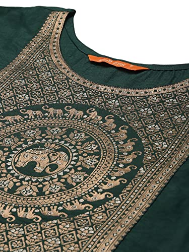 Image of INDO ERA Women's Yoke Design Polyester Calf Length Straight Kurta(KT9GN2752)
