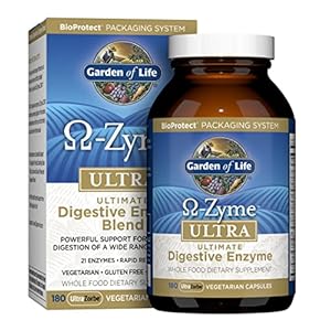 Garden of Life Vegetarian Digestive Supplement – Omega Zyme Ultra Enzyme Blend for Digestion, Bloating, Gas, and IBS, 180 Capsules