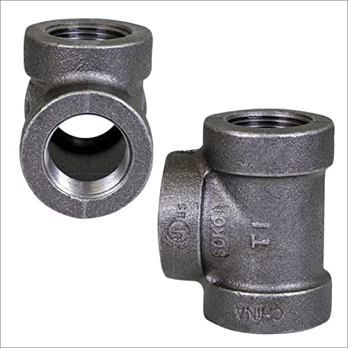 Tee de hierro fundido negro de 2" para crear muebles y estanterías de estilo industrial DIY 3