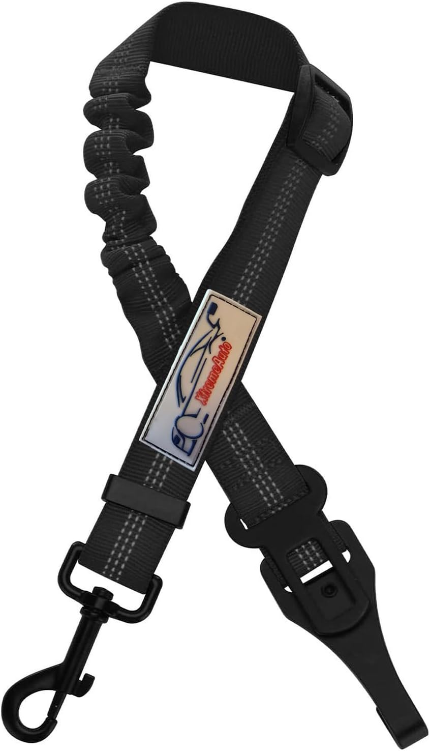 Xtremeauto ISOFIX Dog Seat Belt, Adjustable Pet Seat Belt with Elastic Shock Absorber, Heavy Duty Nylon, 360° Swivel Clip, Travel Accessory