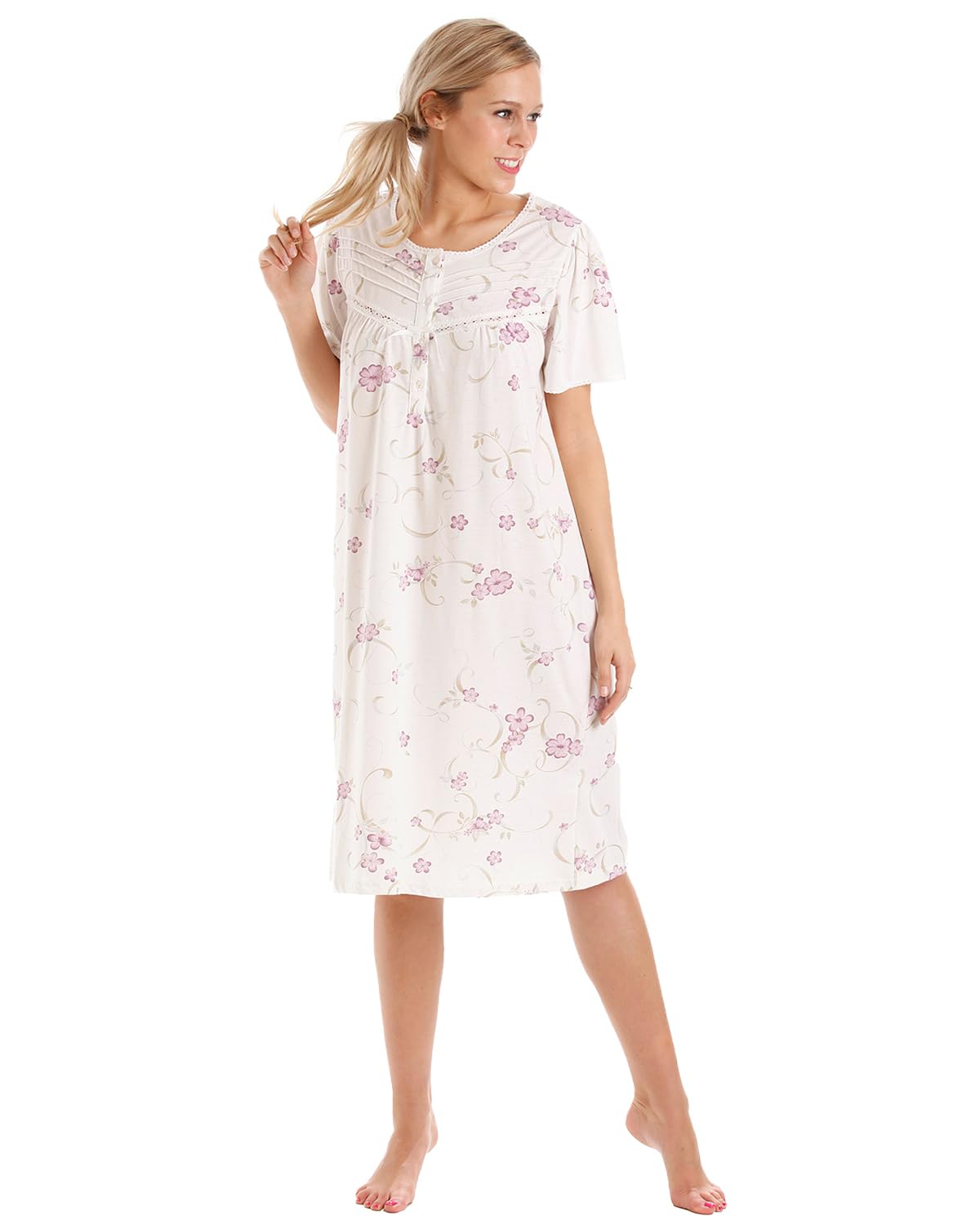 Slumber Hut Women's Purple - Short Sleeve 2 Pack Short Sleeve Jersey Poly Cotton Nightie - Purple - 22-24