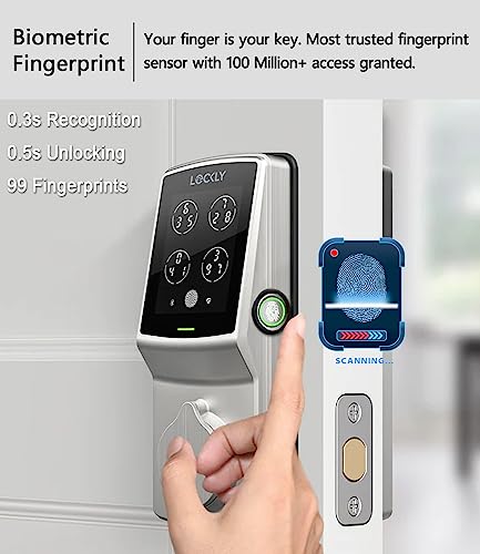 Lockly Secure Pro, Wi-Fi Smart Lock, Keyless Entry Door Lock, Smart Locks For Front Door, Pin Genie® Keypad, 3D Biometric Fingerprint Sensor, Auto Lock Smart Deadbolt Locks (Satin Nickel) #TOP1