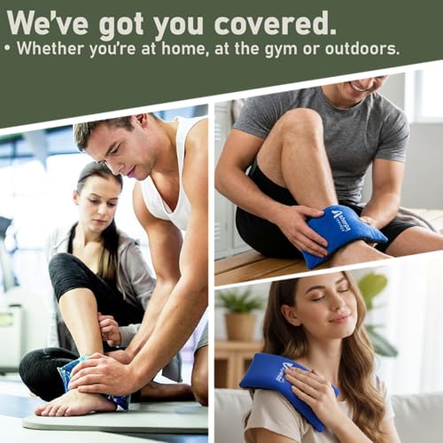 Image of 4PK Flexible Gel Ice Packs for Injuries Reusable - Gel Ice Pack Cold Compress for Knee, Back, Neck, Wrist, Hand, Elbow, Ankle Pain Relief - 9.5 inch x 4.5 inch