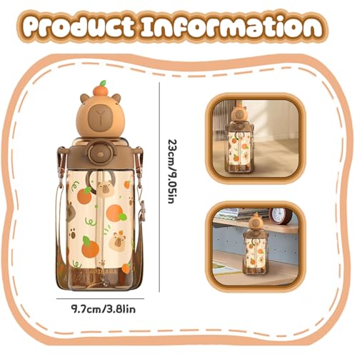 Gourde Capybara 650 ml bouteille à eau mignonne et résistante avec paille - 4