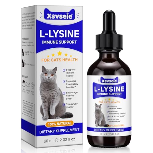 L-Lysin für Katzen, Lysin-Tropfen für Katzen, Unterstützung des Immunsystems - Niesen, Erkältung, laufende Nase, Atemwege 60ml