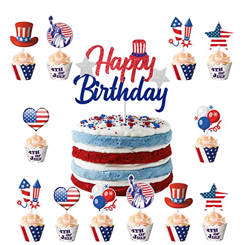 4Th Of July Happy Birthday Cake Topper 4Th Of July Cake Topper Cake Decorations Independence Day Patriotic Cake Topper 4Th Of July Birthday Party Decorations Red White Blue Birthday Party Decorations #TOP2