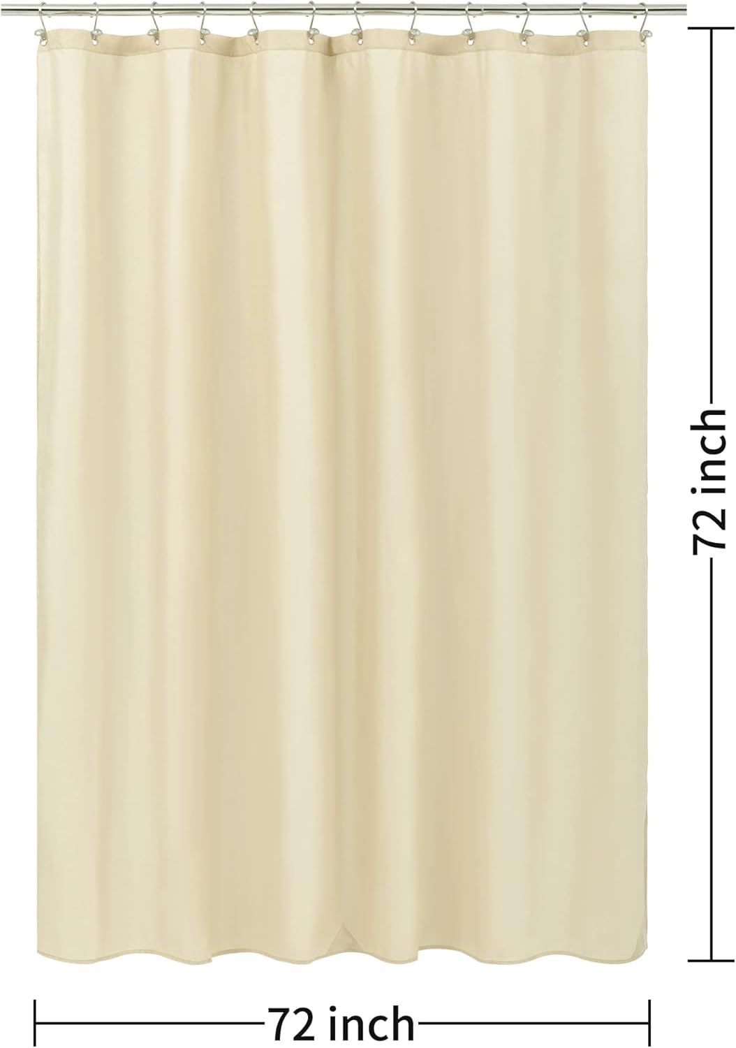 ALYVIA SPRING Cream Fabric Shower Curtain Liner Waterproof - Soft & Light-Weight Cloth Shower Liner with 3 Magnets, Hotel Quality & Machine Washable - Standard Size 72x72, Cream