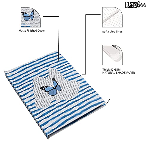 Image of Papboo Blue Butterfly Hardbound Hardcover Notebook Diary, (22 X 17.5 cm, 80 GSM, 140 Single Ruled Pages) Journal, Gift