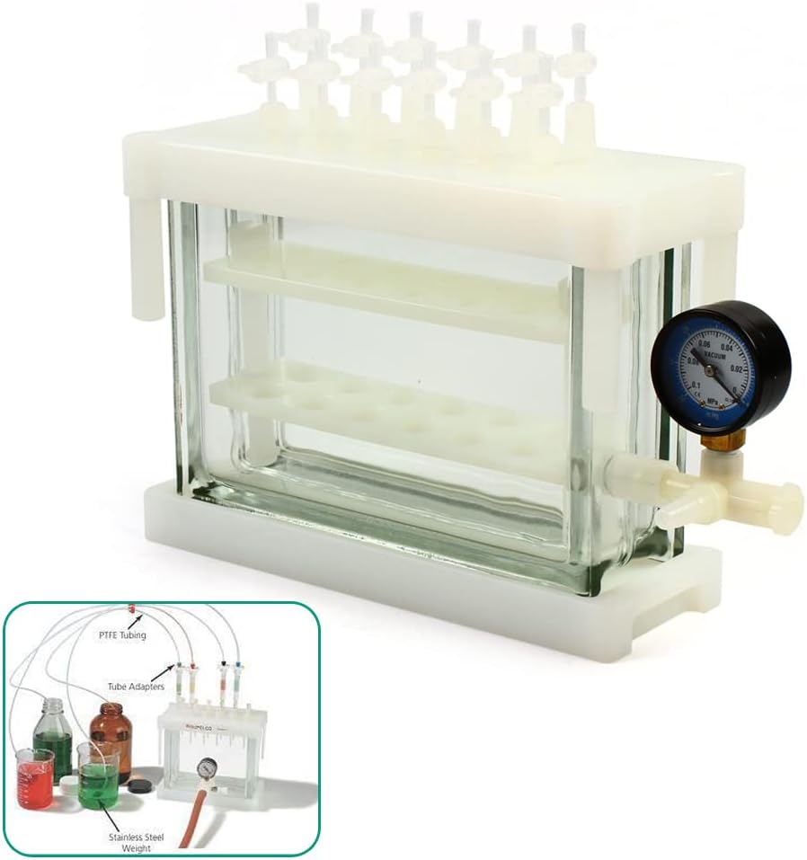 Lab Solid Liquid Phase Extraction, 12 Position Vacuum Extracting Set, Sample Pretreatment Analysis Apparatus, Solid Phase Extraction Kit for Laboratory Agricultural Use(9.06 * 3.94 * 13.39 inch)