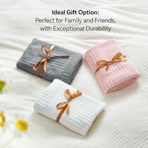 Image of BEDELITE Flannel Pillowcases Standard Set of 2, Grey-Waffle, 20x26 Inches