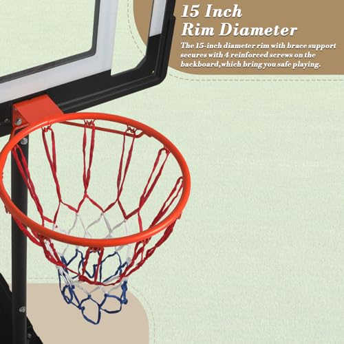 Athena Collection Outdoor Basketball Hoop, 7FT Height Adjustable 33\" Backboard, Portable Basketball Hoop Goal with Wheel Suitable in Ground Backyard Outdoor for Youth Adults, Black - Thumbnail 5