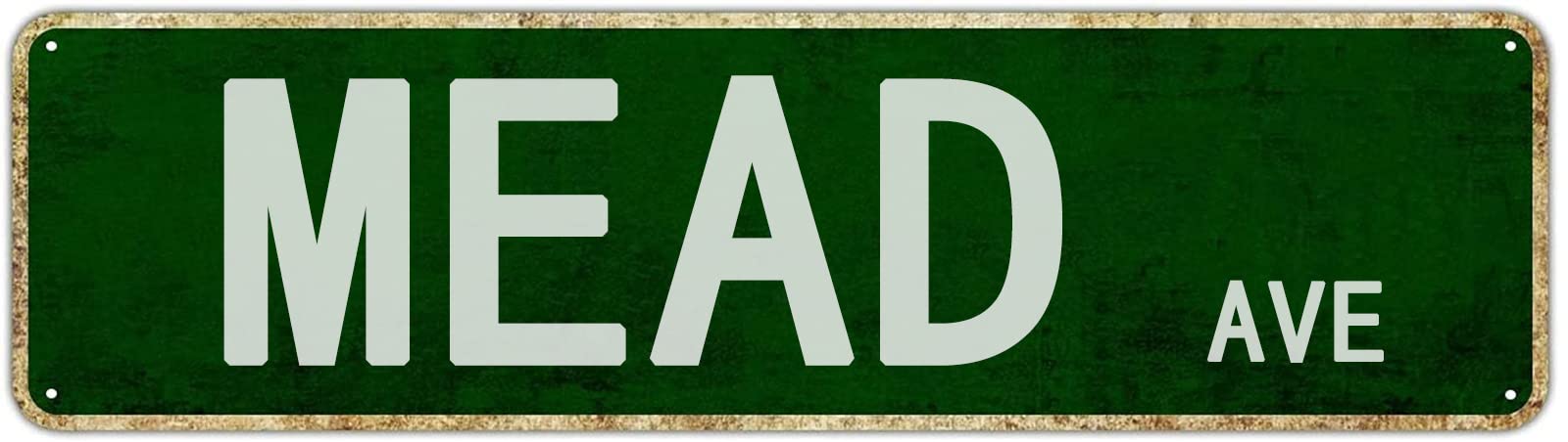 Mead Ave Vintage Tin Signs Art Plaque Aluminum for Bedroom Garden Wall Barn Coffee Hanging Decor 4x16 Inch