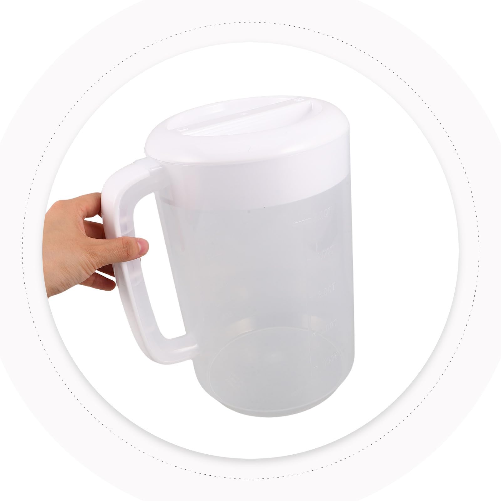 Caraffa Plastica 5l con Coperchio e Scala Graduata per Protezione Freschezza per Acqua Fredda, Latte, Succhi e Tè Uso Famiglia e Outdoor Riutilizzabile