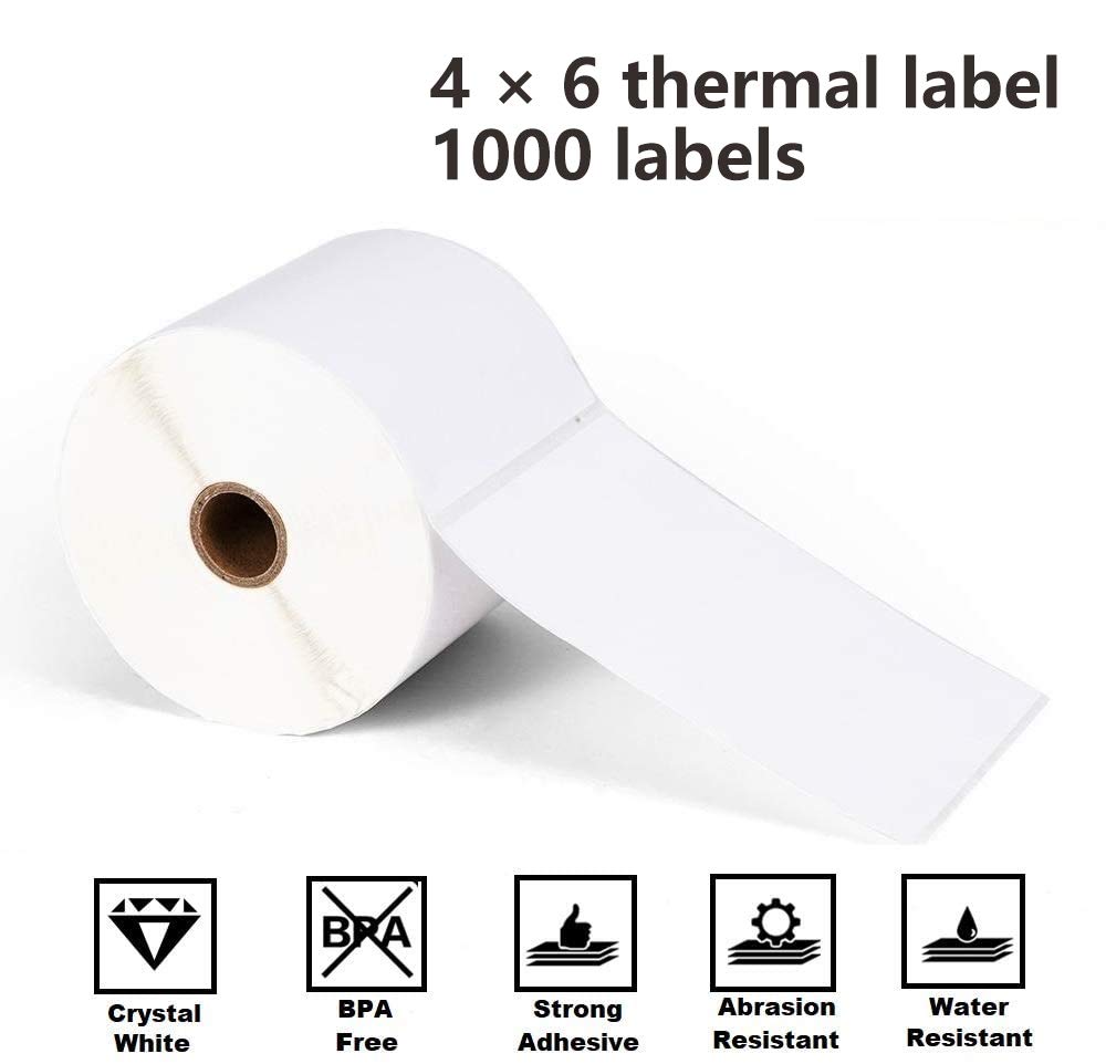 Etichetta termica diretta Phomemo 4 "x 6", etichetta di spedizione, compatibile con stampante termica desktop, compatibile con tutti i corrieri (500 / rotolo, totale 2 rotoli)