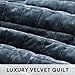 RECYCO Luxury Velvet Quilt Set Full Queen Size Bedding Sets, Ultra Soft Velvet Comforter Set, Lightweight Channel Box Stitch Oversized Bedspread Coverlet for All Season, with 2 Shams, Stormy Blue