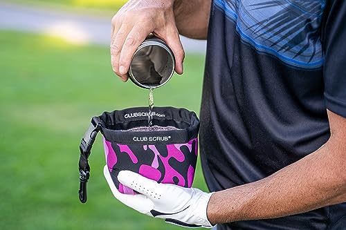 Image of Club Scrub Golf Club and Golf Ball Cleaning Bag, Waterproof Clean Face Technology Liner, Detachable Clip, Machine Washable, Cleans Club Grooves, Dry Exterior (Neoprene or Microfiber Option Available)