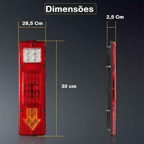 Par Lanterna Traseira Led Caminhão Carreta Seta Ré Freio 12V