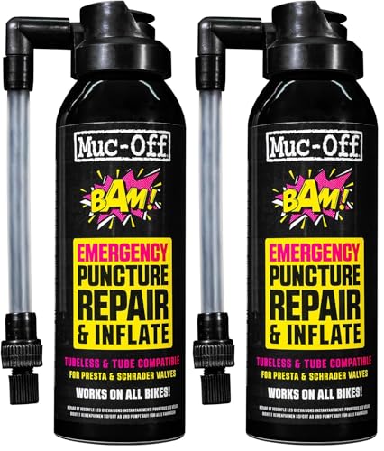 Gonfleur pneu vélo Muc-Off BAM répare et gonfle les roues VTT Gravel Route 125ml x2
