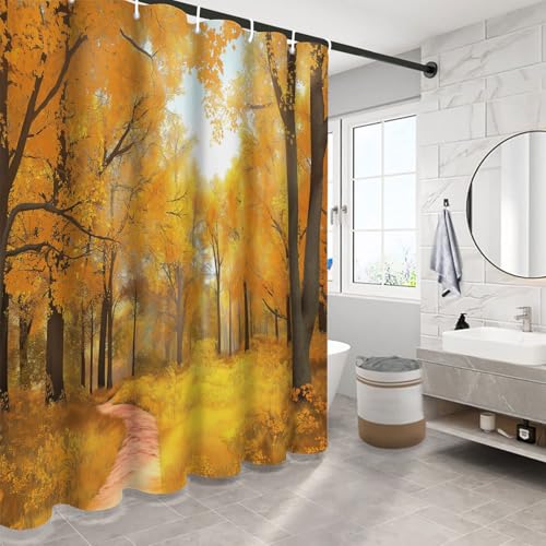 Rideau de douche imperméable en polyester de style automne : confort lavable pour votre bain