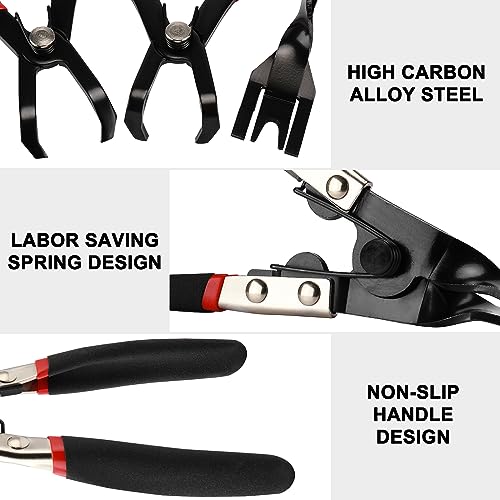 Image of Mayouko 3PCS Body Clip Removal Pliers Set, Including 30 Degree and 80 Degree Push Pin Pliers, 1PC Upholstery Trim Clip Removal Plier Panel Clip Pliers, Removal Tool Pliers for Car Door Panel for Honda