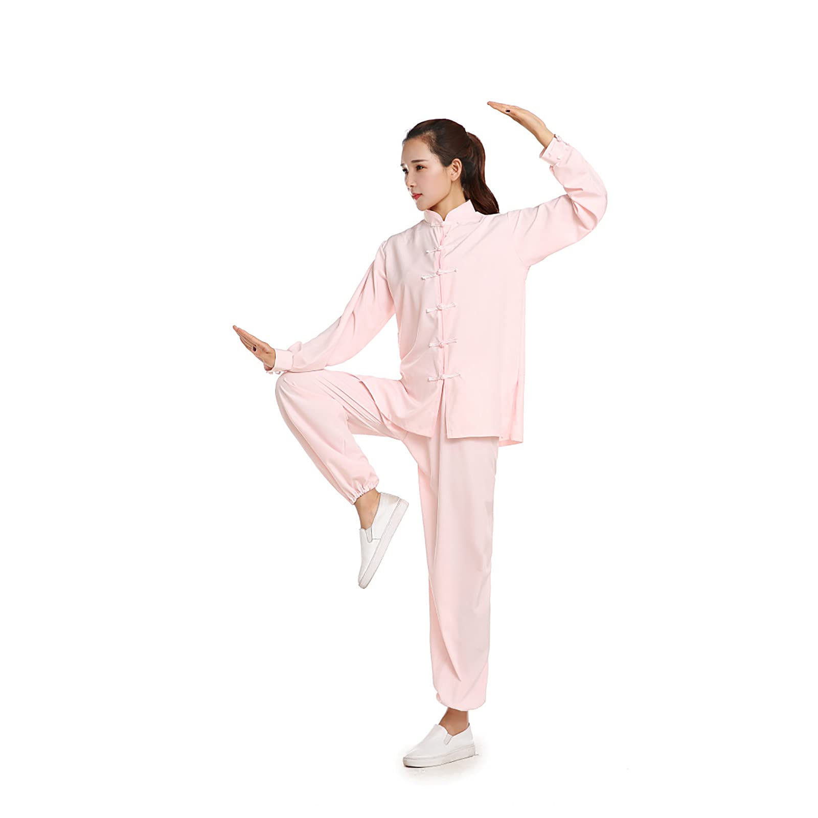 Damskie chińskie tradycyjne Wing Chun Kung Fu Taekwondo odzież treningowa mundury do Tai Chi i Wing Chun mundury do Tai Chi i Wing Chun, różowy, XXL