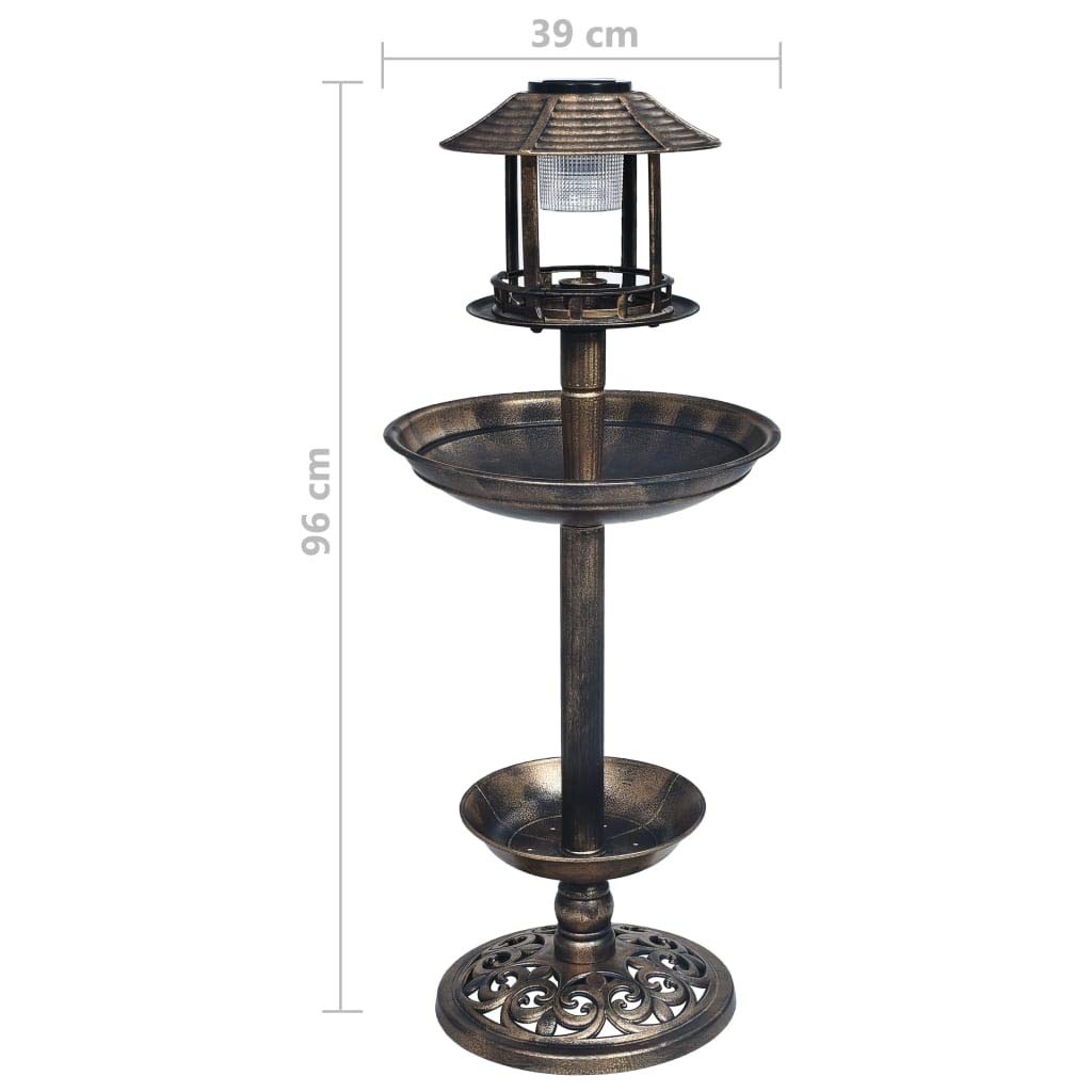 vidaXL Deko Vogelbad mit Solarbetriebenen LED-Leuchten Vogelhotel Vogelfutterhaus Vogelhaus Vogeltränke Pflanzschale Kunststoff 39x96cm