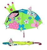HECKBO Paraguas en 3D para niños - Princesa con corona y varita mágica - Paraguas y sombrilla para niños y niñas - Para niños en edad escolar y para el jardín de infancia - Impermeable y protecc