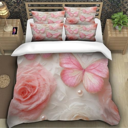 Parure de couette papillon 3D 140x200 microfbre lit simple