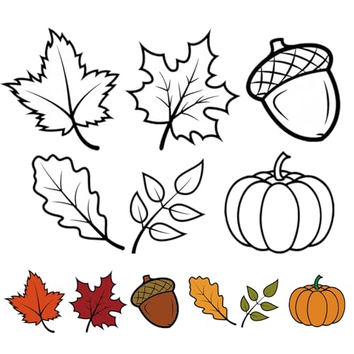 Happy Fall Leaves Cutouts Bulletin Board Decorations Color Your Own