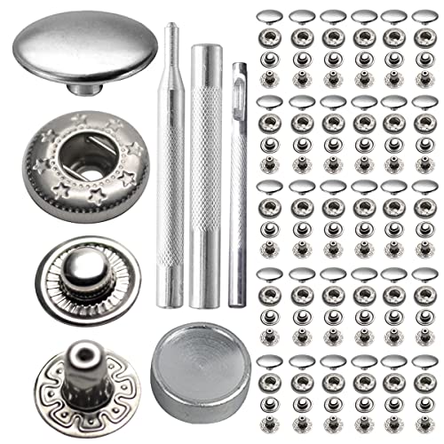 15Mm 831# Snap Fastener Stainless Steel Poppers Press Stud Cap Button For Bag Coats Marine Clothes Jackets Jeans Braccelets Silver (With Tools) #TOP6