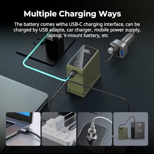 Image of SMALLRIG 10500mAh Replacement USB-C Battery for Sony NP-F970, PD 36W Fast Charging, 3.5H Fully Charged, for Sony FX3 /A7IV /A7V, for Canon R5 /R6, for Nikon Z8 /ZR, Power Supply for LED Light, Monitor