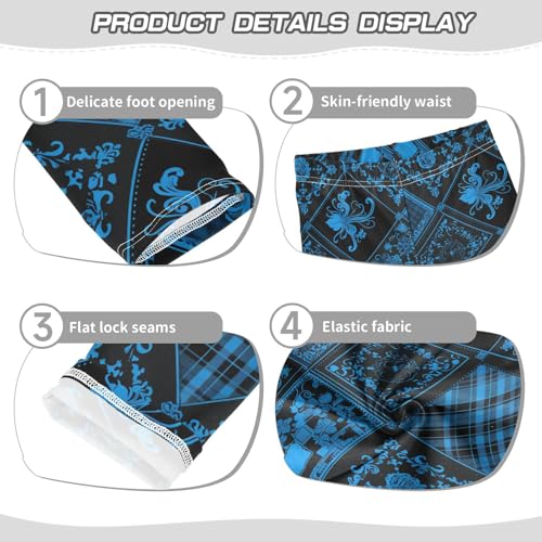 KLL Buffalo Plaid Blue Black Toddler Girl Legging Stretchy Full Length Dance Pants Running3