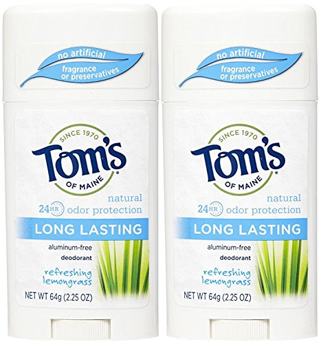 Tom's of Maine Long-Lasting Care Deodorant Stick, Lemongrass - 2.25 oz - 2 pk