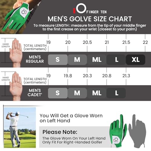FINGER TEN luva de golfe masculina com aderência de chuva preta cinza pacote de cores, ajuste duráve