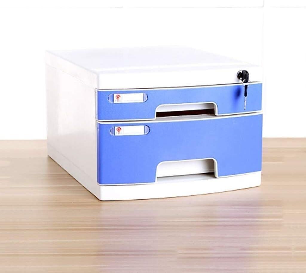 MYUYEE Filing Cabinet Flat Cabinet Organizer File Furniture File Cabinet 2 Drawers Plastic Desktop Locking Drawer Type