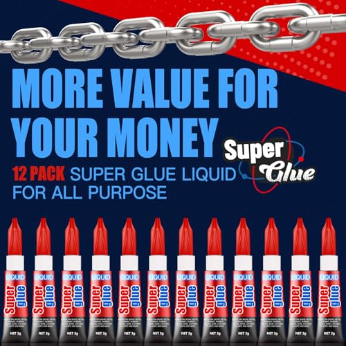 3 gram pack of 12 single use super glue liquid super fast thin amp strong adhesive superglue cyanoacrylate glue for hard plastics diy craft ceramics leather metal etc