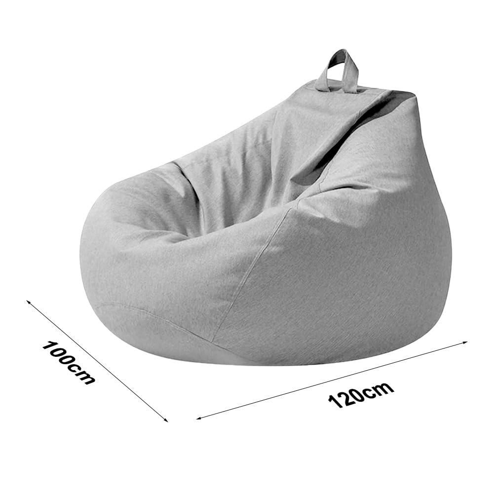 Sitzsack XL Hellgrau, Sitzsäcke Tropfenform nur Bezug (ohne Füllung), Bean Bag Chair für Erwachsene Kinder, Gaming Sitzsack für Wohnzimmer Kinderzimmer Sofa Outdoor Deko, 100x120cm