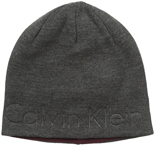 Calvin Klein Men's Embossed Logo Beanie, Charcoal, One Size