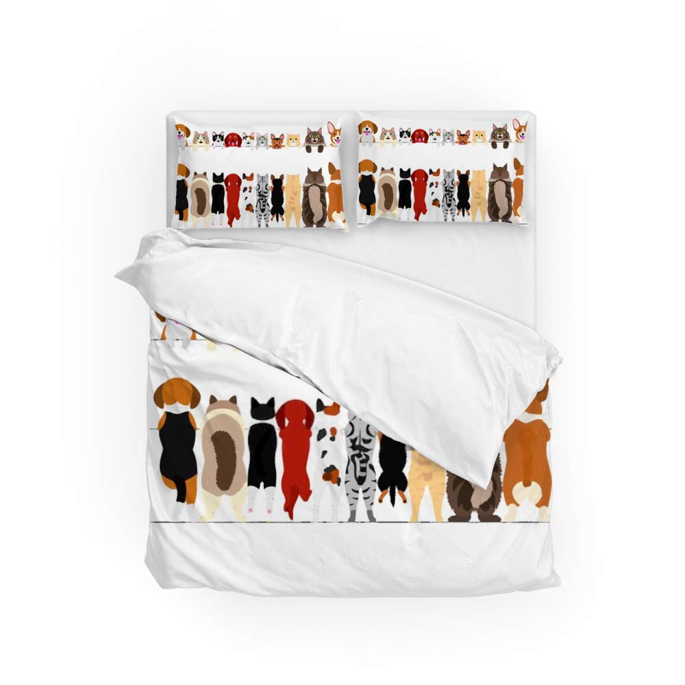 Housse de couette entretien facile microfibre lit jumeau animaux domestiques